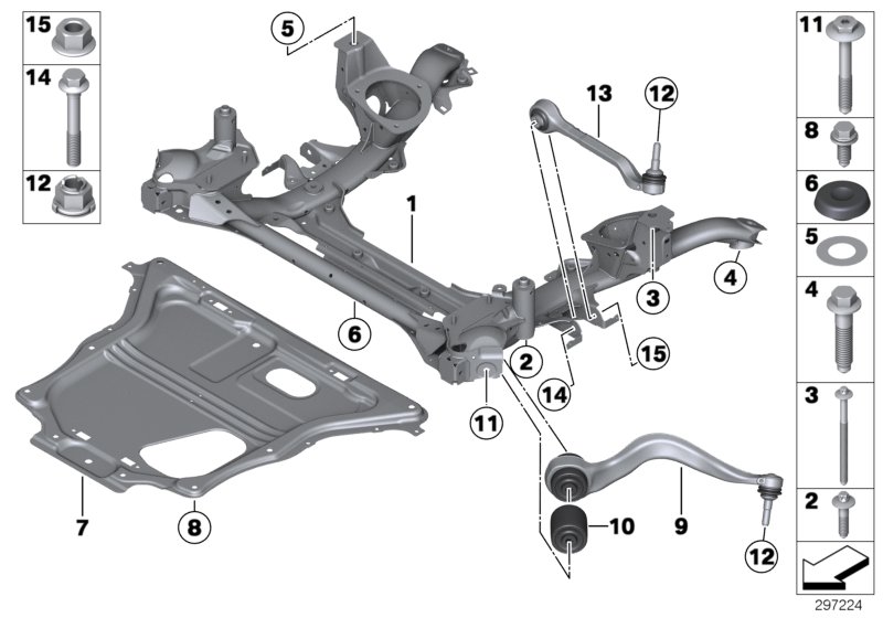 Diagram Frnt axle support,wishbone/tension strut for your 2017 BMW 528i   