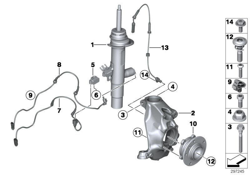Diagram Spring strut front VDM/mounted parts AWD for your BMW