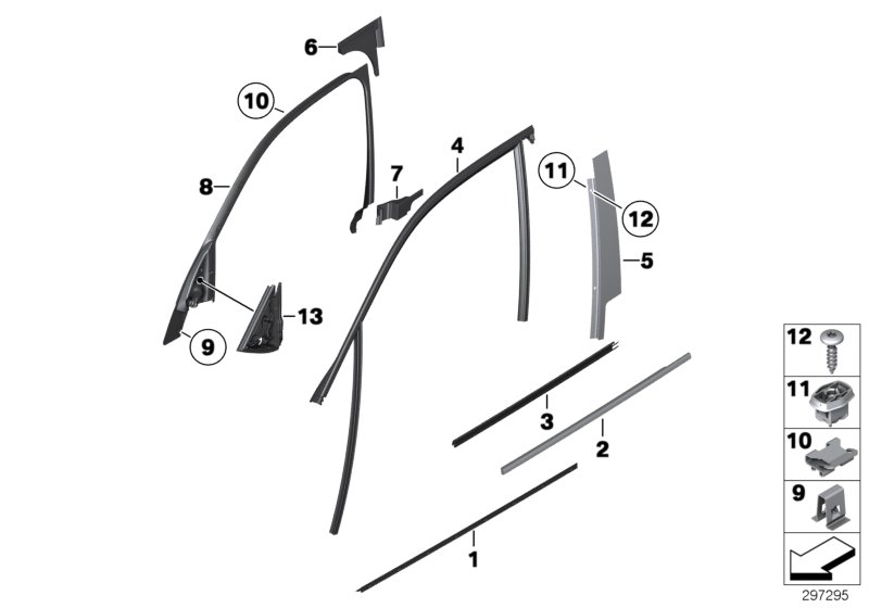 Diagram Trim and seals for door, front for your 2004 BMW 320i   