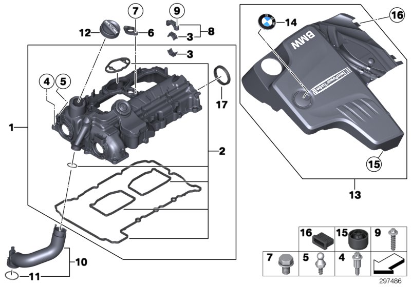 Diagram Cylinder head cover for your 1987 BMW 635CSi   