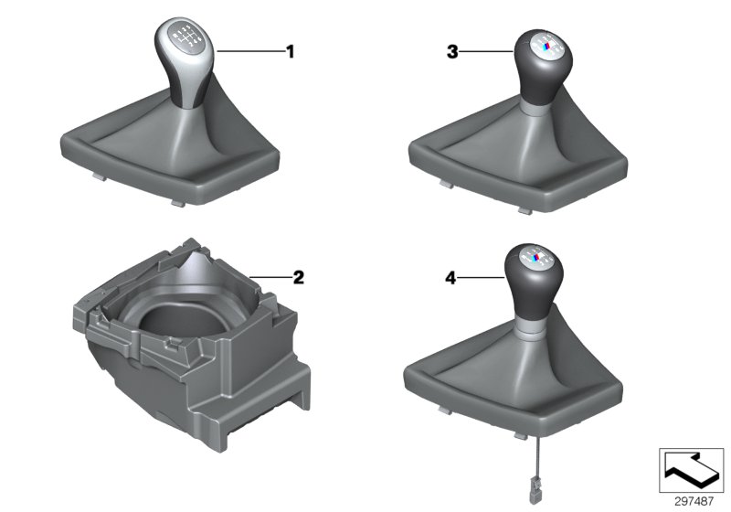 Diagram GEAR SHIFT KNOBS/SHIFT LEVER COVERINGS for your 2008 BMW M5   