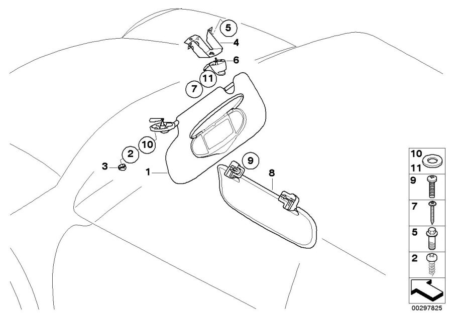 Diagram Sun visors for your MINI