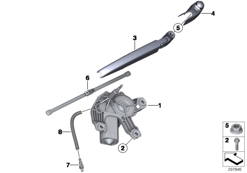 Diagram SINGLE PARTS FOR REAR WINDOW WIPER for your MINI