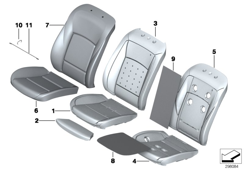 Diagram Seat, front, upholstery and cover lines for your BMW