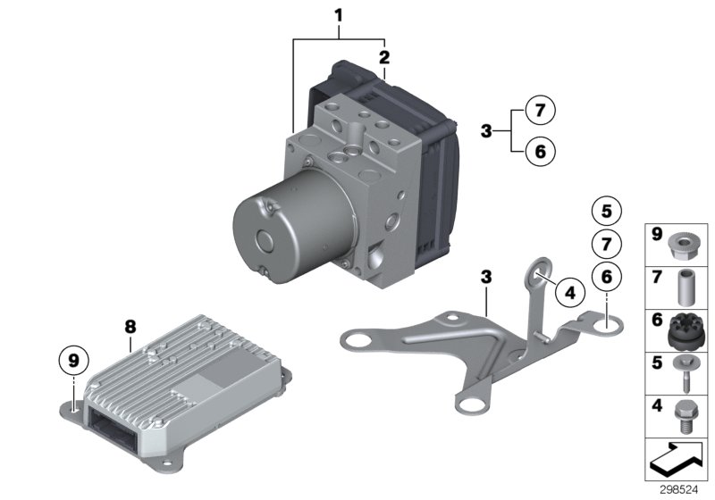 Diagram Hydro unit DSC/control unit/fastening for your BMW