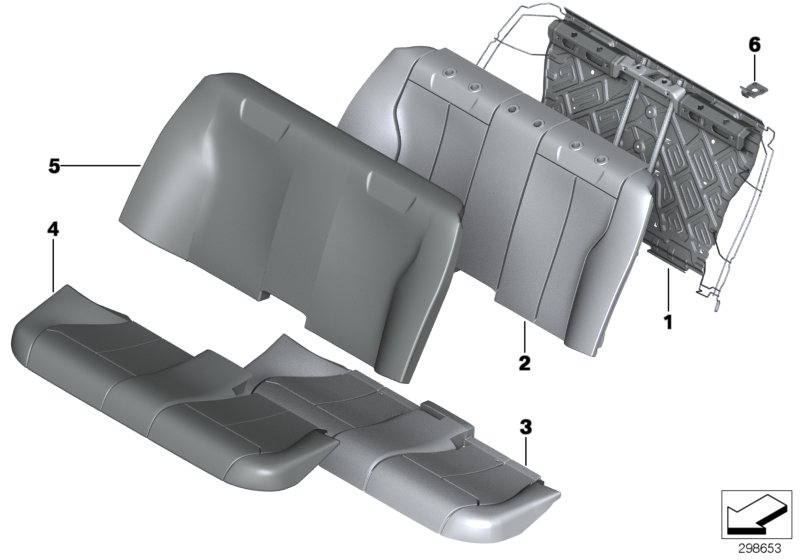 Diagram Seat rear, upholstery & cover base seat for your 2018 BMW 340iX   