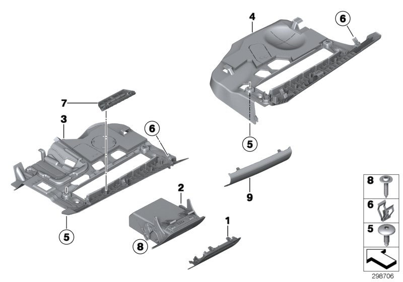 Diagram Mounting parts, I-panel, bottom for your BMW 330i  