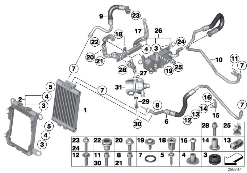 Diagram Engine oil cooling/coolant pump, electr. for your 2012 BMW X5   