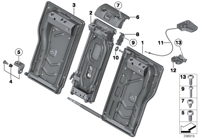 Diagram Seat, rear, seat frame, load-through for your BMW