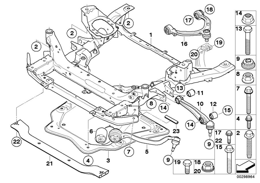Diagram Frnt axle support,wishbone/tension strut for your 2016 BMW 535dX   