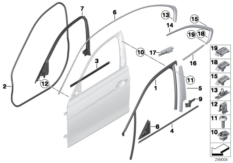 Diagram Trim and seals for door, front for your BMW