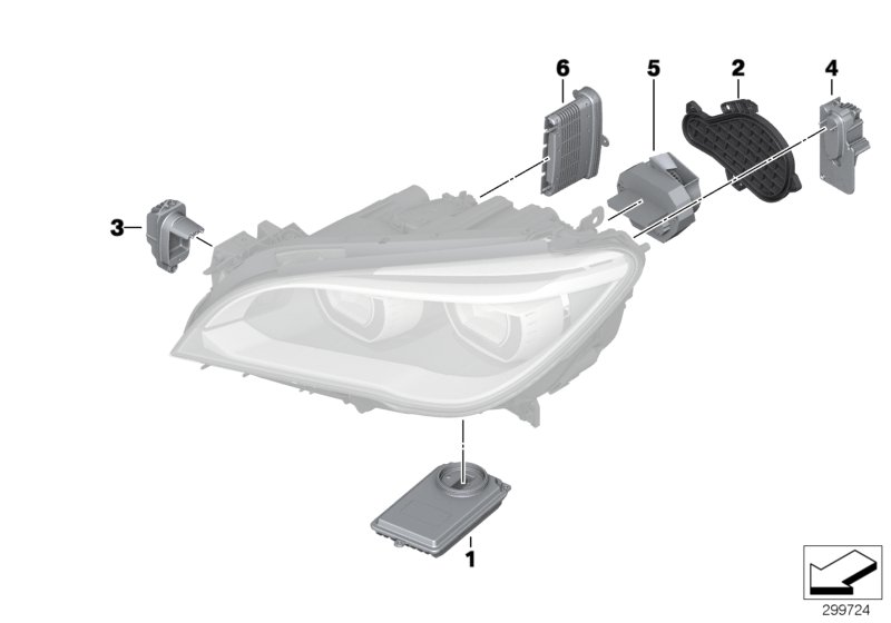 Diagram Single parts, headlight LED for your BMW