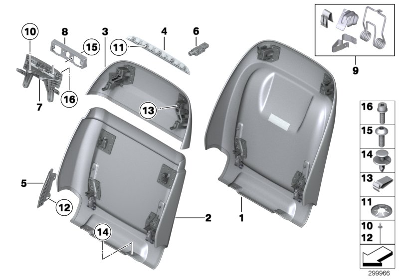 Diagram Seat, front, backrest trim covers for your 2013 BMW 750i   