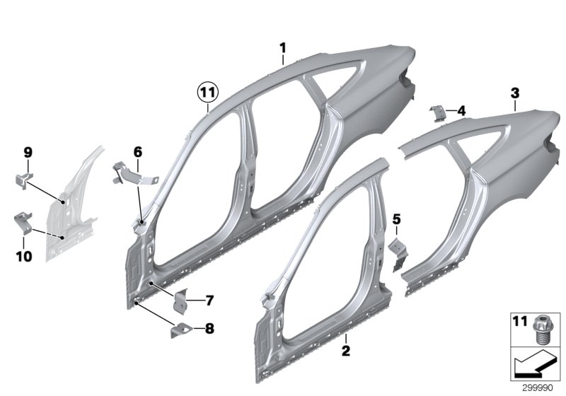 Diagram Body-side frame for your BMW 330iX  