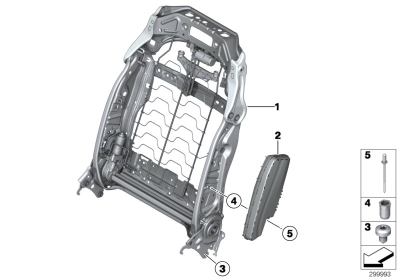 Diagram Seat, front, backrest frame for your 2023 BMW 530i Sedan  