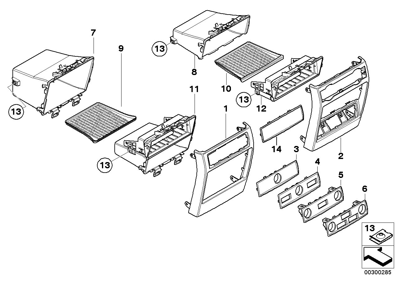 Diagram Mounting parts, center console, rear for your 2014 BMW X6   