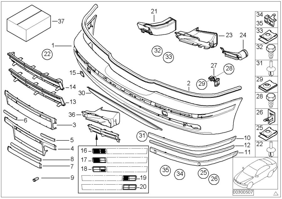 Diagram Trim cover, front for your 2002 BMW 525i   