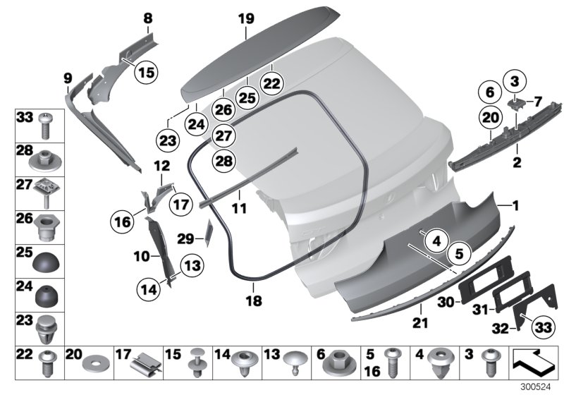Diagram Mounting parts, trunk lid for your 1990 BMW M3   