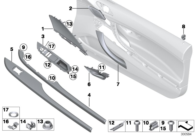 Diagram Mounting parts, door trim for your 2007 BMW 535xi   