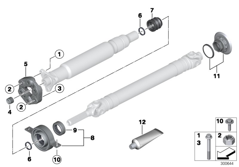 Diagram DRIVE SHAFT-CENT.BEARING-UNIVERSAL JOINT for your BMW