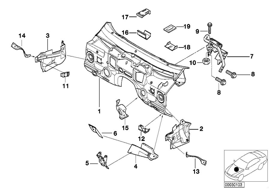 Diagram Splash wall parts for your 2012 BMW M6   