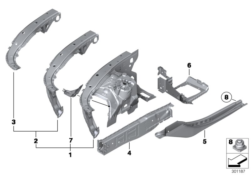 Diagram WHEELHOUSE/ENGINE support for your BMW