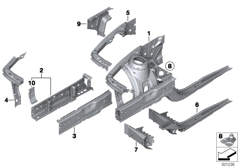 Diagram WHEELHOUSE/ENGINE SUPPORT for your 2018 BMW X2   