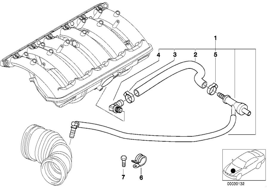 Diagram Vacuum control - engine for your 1996 BMW 325i   