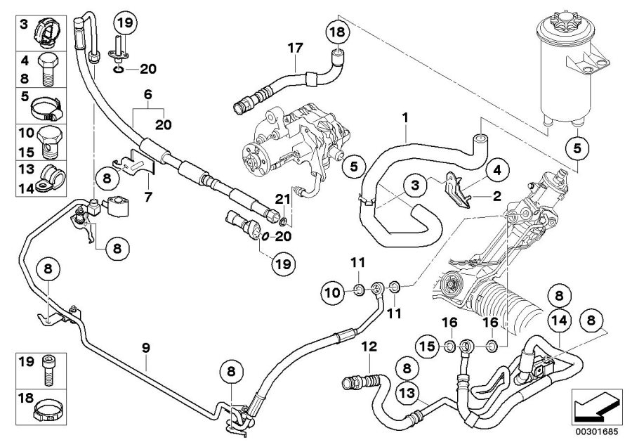 Diagram Hydro steering-oil pipes for your BMW X5  