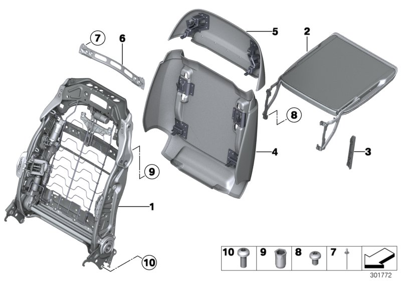 Diagram Seat, front, folding tray for your 2018 BMW X2 28i  