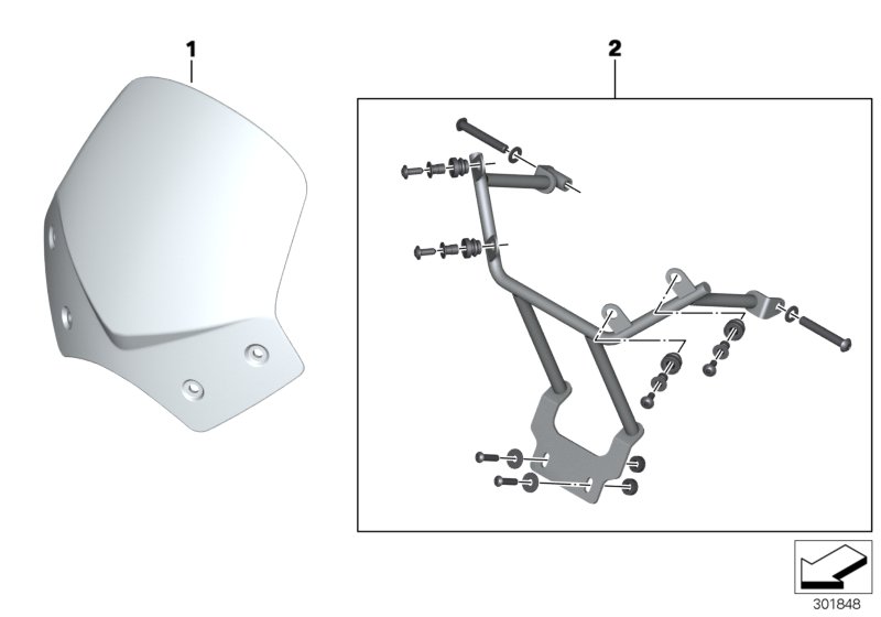 Diagram Windshield, sport, clear for your 2008 BMW HP2 Sport   