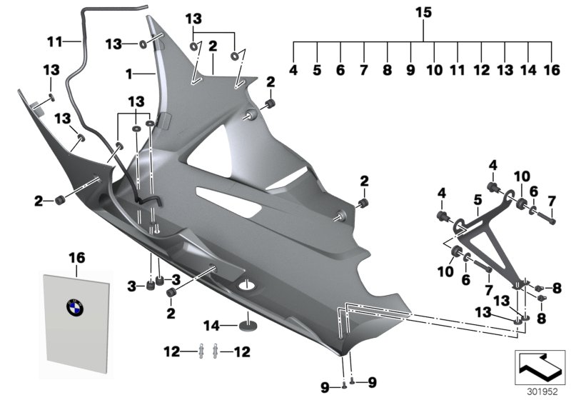 Diagram Engine spoiler, carbon for your 2010 BMW K1600GT   