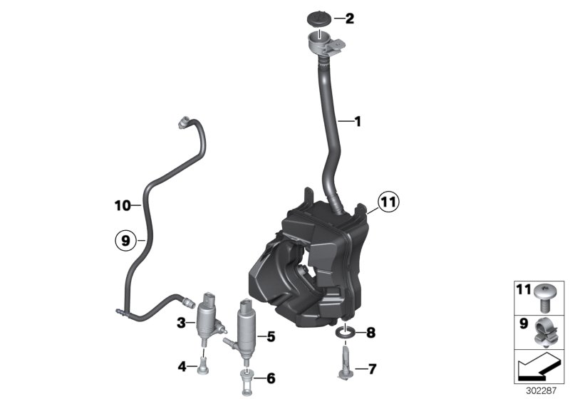 Diagram Reserv.,windshield/headlight washer syst for your MINI