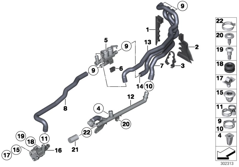 Diagram Cooling water hoses for your 2007 BMW 325xi   