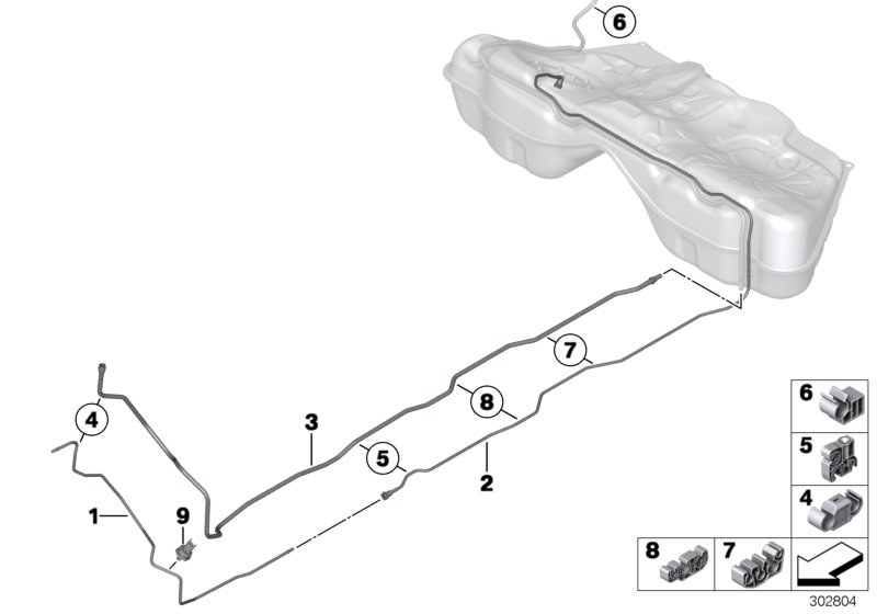 Diagram Fuel pipe and mounting parts for your 2013 BMW 740Li   