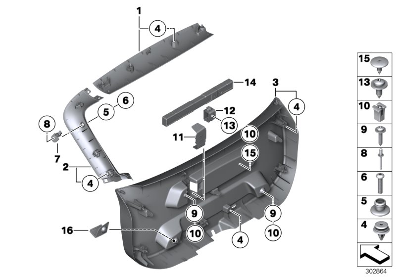 Diagram TRUNK LID TRIM PANEL for your 1991 BMW M3   
