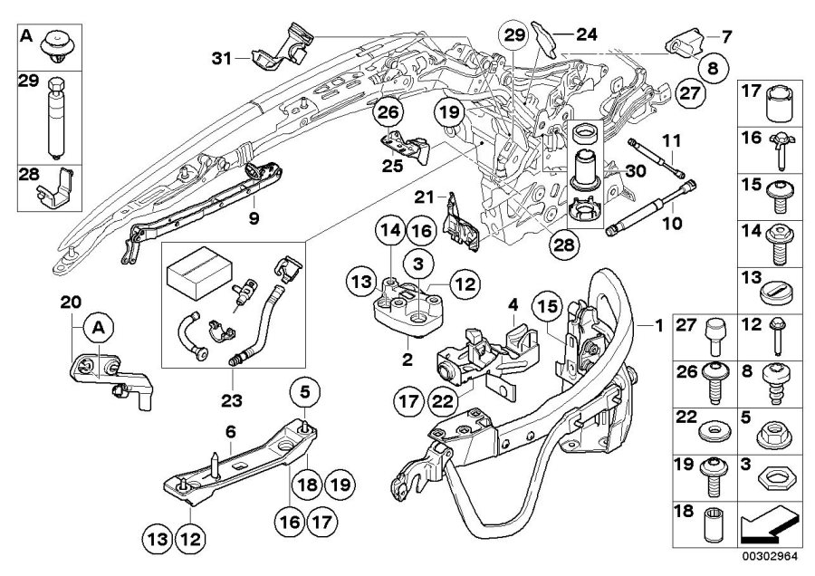 Diagram Hardtop, retractable, mounting parts for your BMW