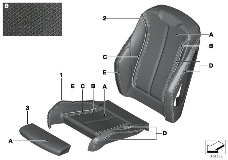Diagram Individual sports seat cover, front for your BMW 328d  