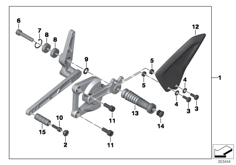 Diagram HP footpeg assembly, left for your BMW