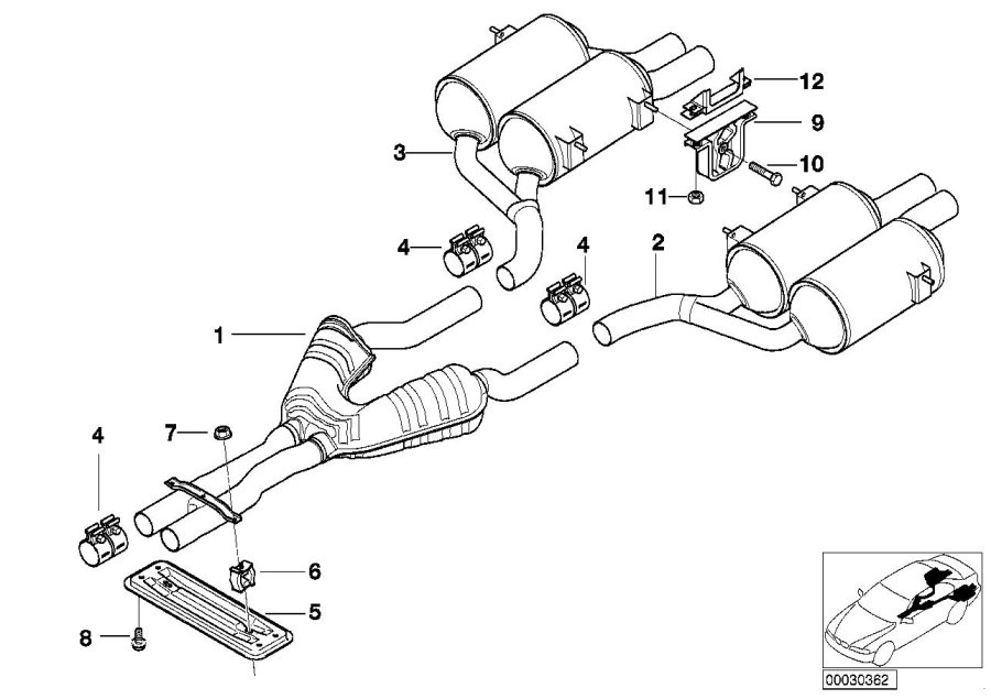 Diagram Exhaust system, rear for your 2018 BMW X5  M 