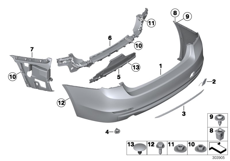 Diagram Trim cover, rear for your BMW 328d  