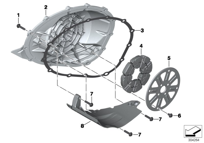 Diagram Engine housing cover, right for your BMW