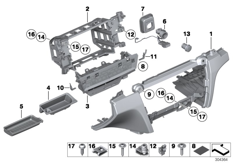 Diagram Mounting parts, I-panel, bottom for your 2011 BMW Alpina B7LX   