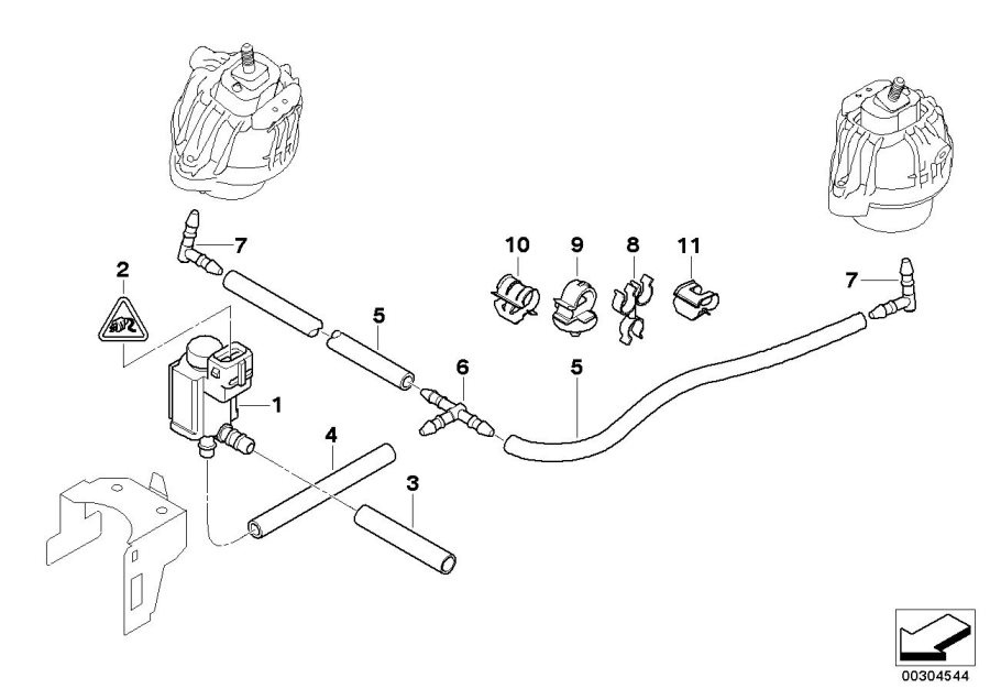 Le diagramme Palier moteur commande par dépression pour votre BMW