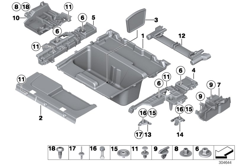 Diagram Mounting parts for trunk floor panel for your BMW