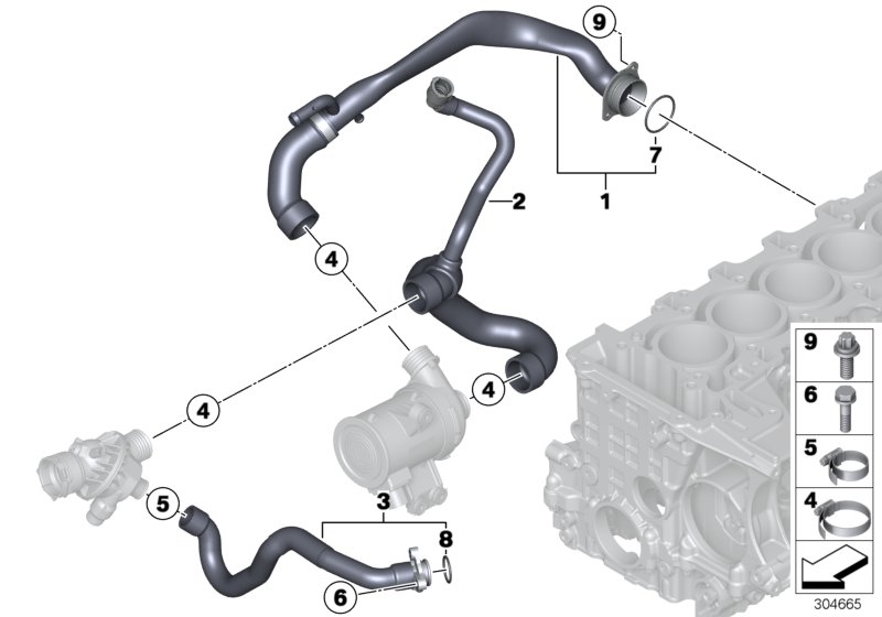 Diagram Cooling System Water Hoses for your 2021 BMW 330i   