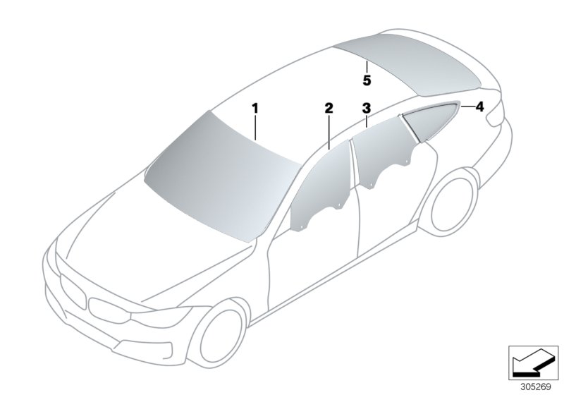 Diagram Glazing for your 2014 BMW 335iX   