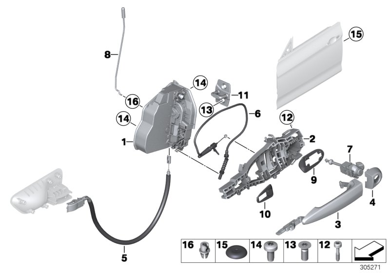 Diagram Locking system, door, front for your 2020 BMW 330e   