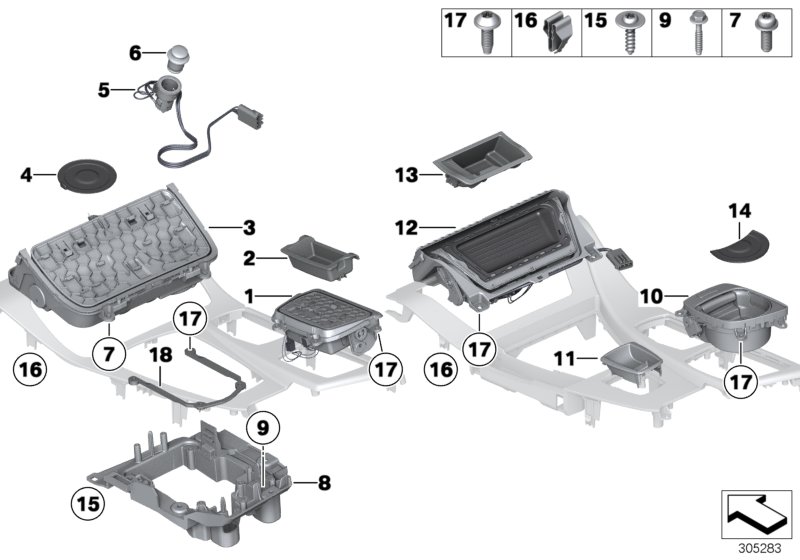 Diagram Mounting parts, center console for your 2006 BMW M6   
