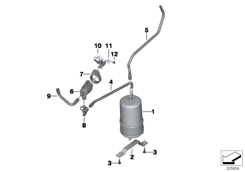 Diagram Activated Charcoal Filter/mounting parts for your BMW G650GS Sertao  